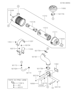 Fx921v-Ds13 Air Filter And Muffler Diagram and Parts List for FX921V-DS13  Cub Cadet Lawn Tractor